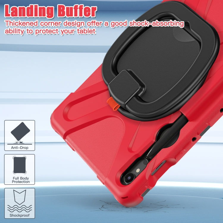 For Samsung Galaxy Tab S9 / S8 / S7 Silicone Hybrid PC Tablet Case with Holder & Shoulder Strap