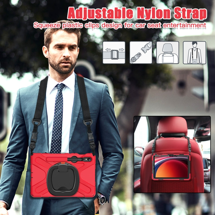 For Samsung Galaxy Tab S9 / S8 / S7 Silicone Hybrid PC Tablet Case with Holder & Shoulder Strap