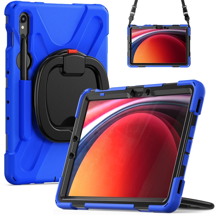 For Samsung Galaxy Tab S9 / S8 / S7 Silicone Hybrid PC Tablet Case with Holder & Shoulder Strap