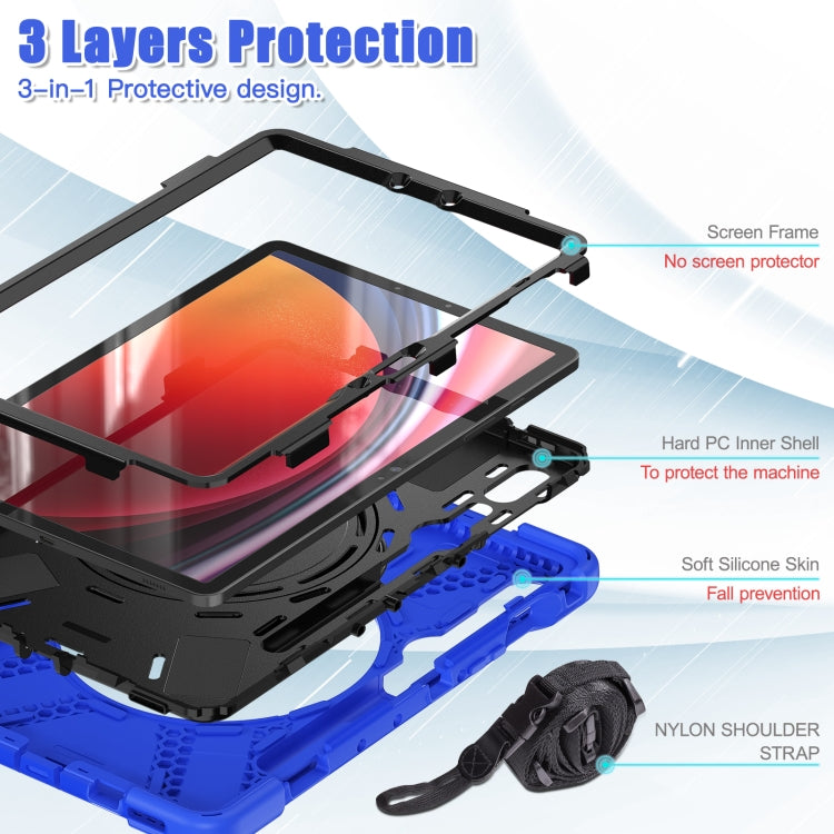 For Samsung Galaxy Tab S9 / S8 / S7 Silicone Hybrid PC Tablet Case with Holder & Shoulder Strap
