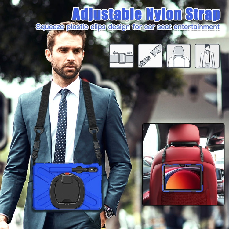 For Samsung Galaxy Tab S9 / S8 / S7 Silicone Hybrid PC Tablet Case with Holder & Shoulder Strap