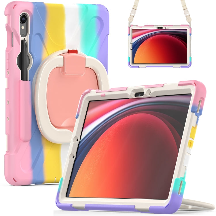 For Samsung Galaxy Tab S9 / S8 / S7 Silicone Hybrid PC Tablet Case with Holder & Shoulder Strap