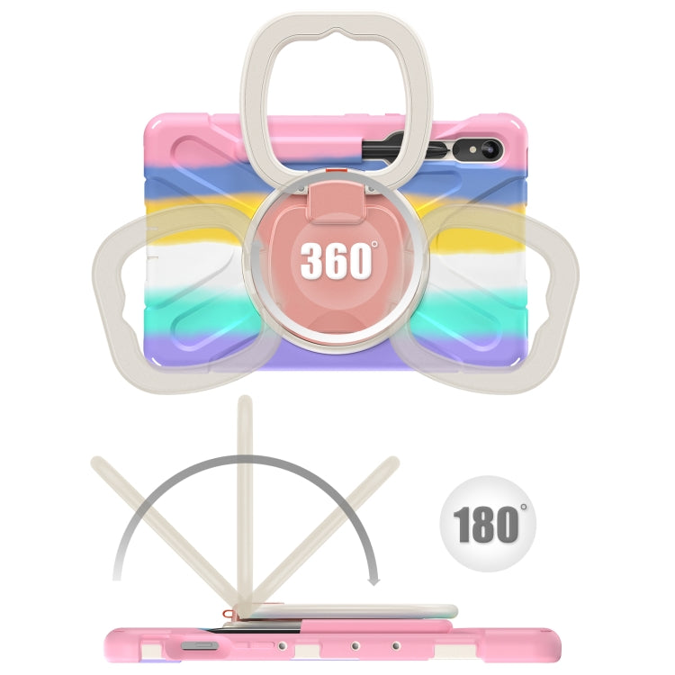 For Samsung Galaxy Tab S9 / S8 / S7 Silicone Hybrid PC Tablet Case with Holder & Shoulder Strap