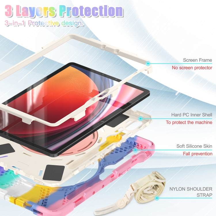 For Samsung Galaxy Tab S9 / S8 / S7 Silicone Hybrid PC Tablet Case with Holder & Shoulder Strap