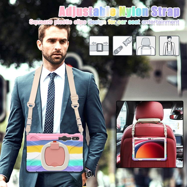 For Samsung Galaxy Tab S9 / S8 / S7 Silicone Hybrid PC Tablet Case with Holder & Shoulder Strap