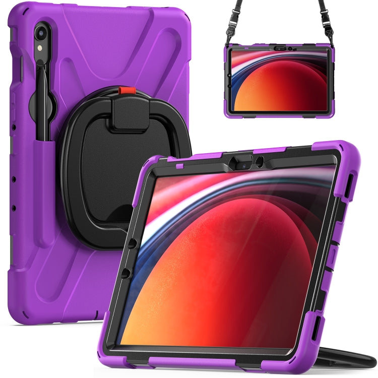 For Samsung Galaxy Tab S9 / S8 / S7 Silicone Hybrid PC Tablet Case with Holder & Shoulder Strap