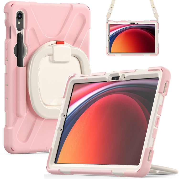 For Samsung Galaxy Tab S9 / S8 / S7 Silicone Hybrid PC Tablet Case with Holder & Shoulder Strap