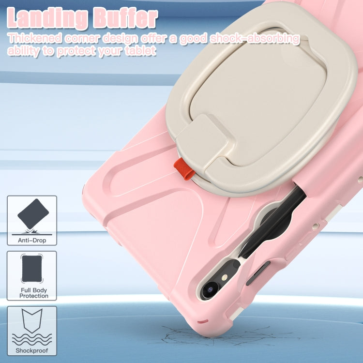 For Samsung Galaxy Tab S9 / S8 / S7 Silicone Hybrid PC Tablet Case with Holder & Shoulder Strap