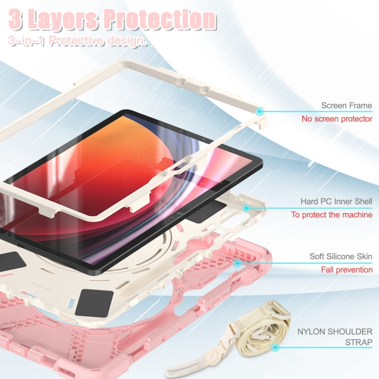 For Samsung Galaxy Tab S9 / S8 / S7 Silicone Hybrid PC Tablet Case with Holder & Shoulder Strap