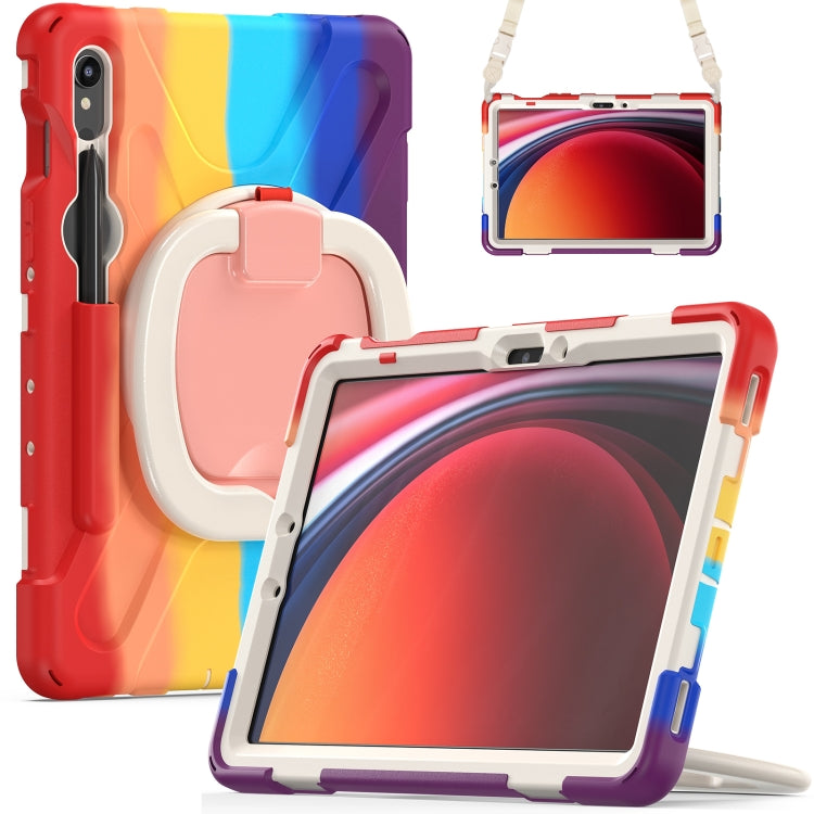 For Samsung Galaxy Tab S9 / S8 / S7 Silicone Hybrid PC Tablet Case with Holder & Shoulder Strap