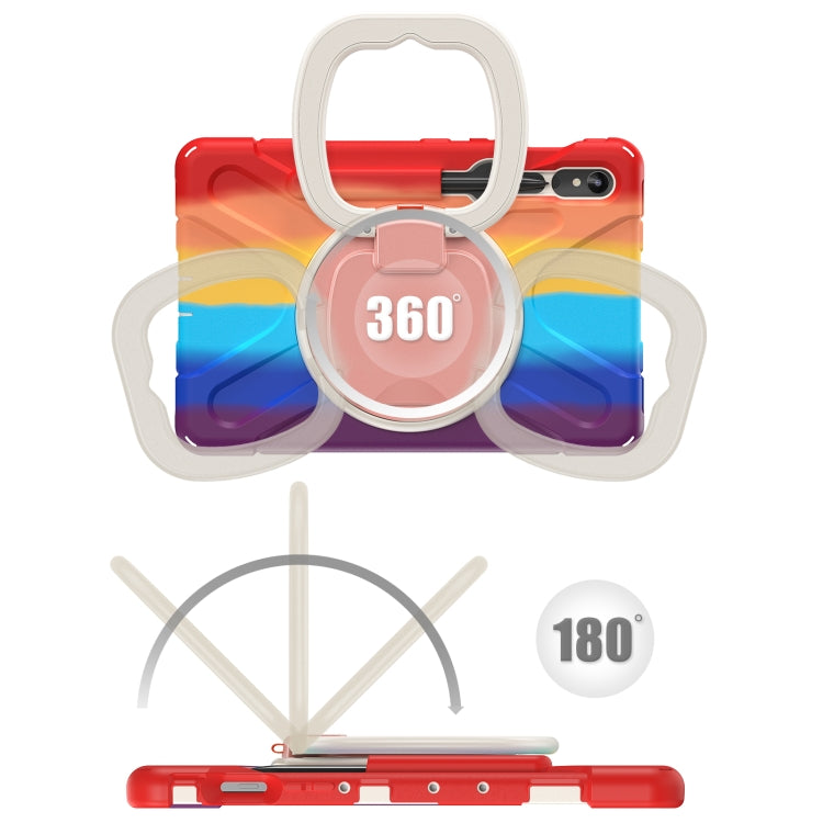 For Samsung Galaxy Tab S9 / S8 / S7 Silicone Hybrid PC Tablet Case with Holder & Shoulder Strap
