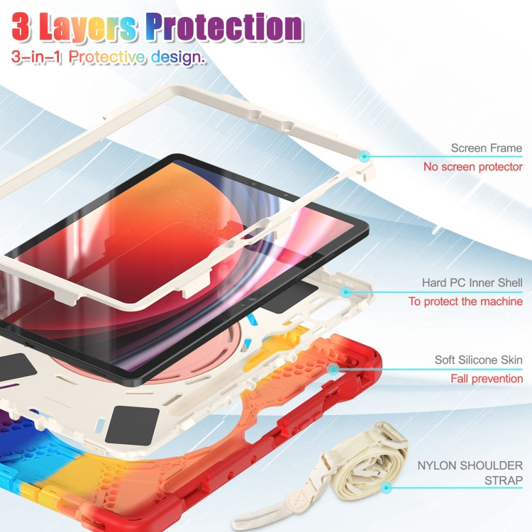 For Samsung Galaxy Tab S9 / S8 / S7 Silicone Hybrid PC Tablet Case with Holder & Shoulder Strap