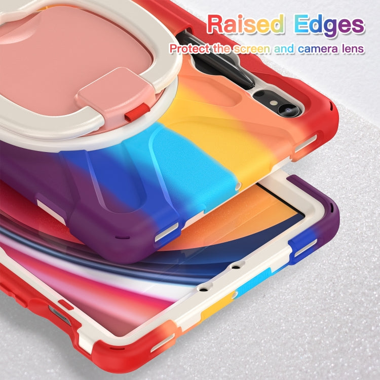 For Samsung Galaxy Tab S9 / S8 / S7 Silicone Hybrid PC Tablet Case with Holder & Shoulder Strap