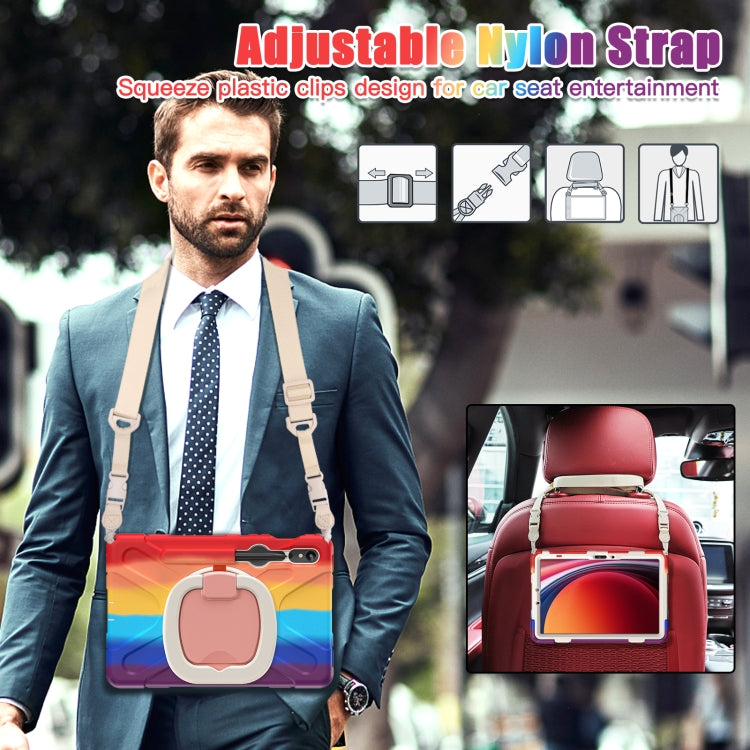 For Samsung Galaxy Tab S9 / S8 / S7 Silicone Hybrid PC Tablet Case with Holder & Shoulder Strap
