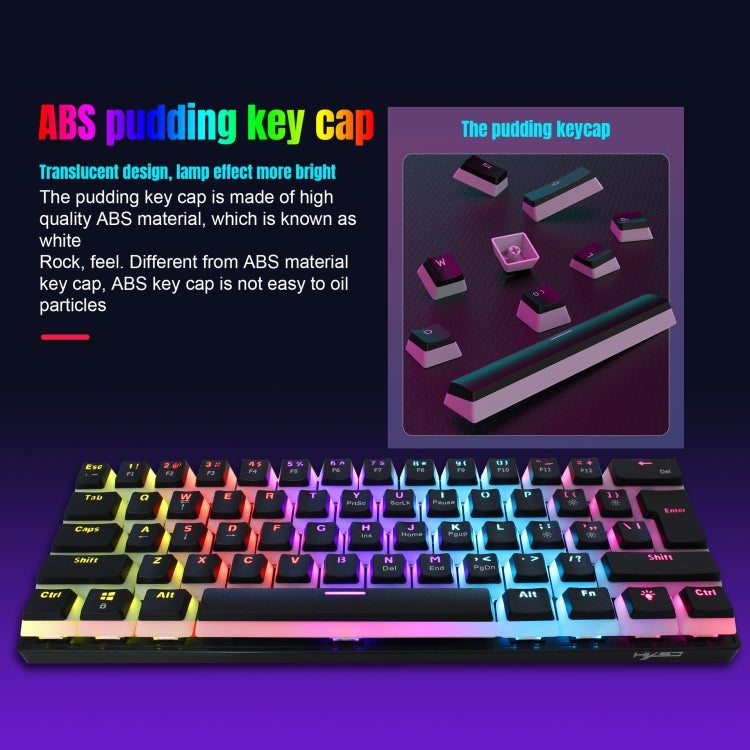 HXSJ L700 Wired RGB Mechanical Keyboard 61 Pudding Key Caps(Black)