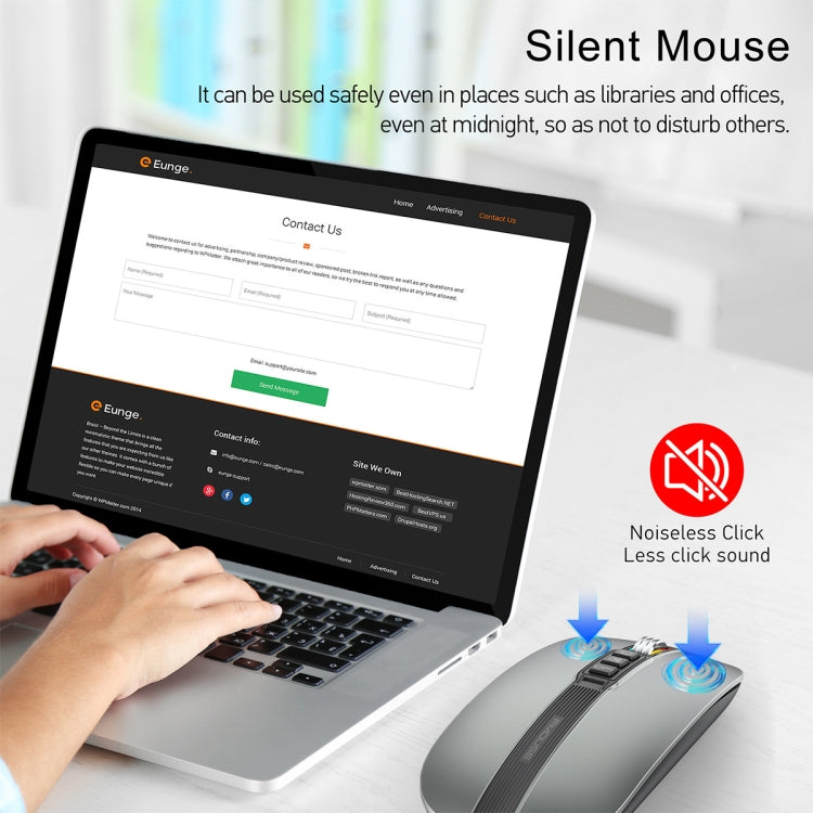 HXSJ M113 2400DPI Dual Mode 2.4GHz + Bluetooth 5.1 Wireless Mouse