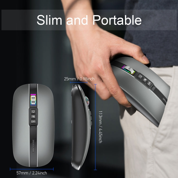 HXSJ M113 2400DPI Dual Mode 2.4GHz + Bluetooth 5.1 Wireless Mouse