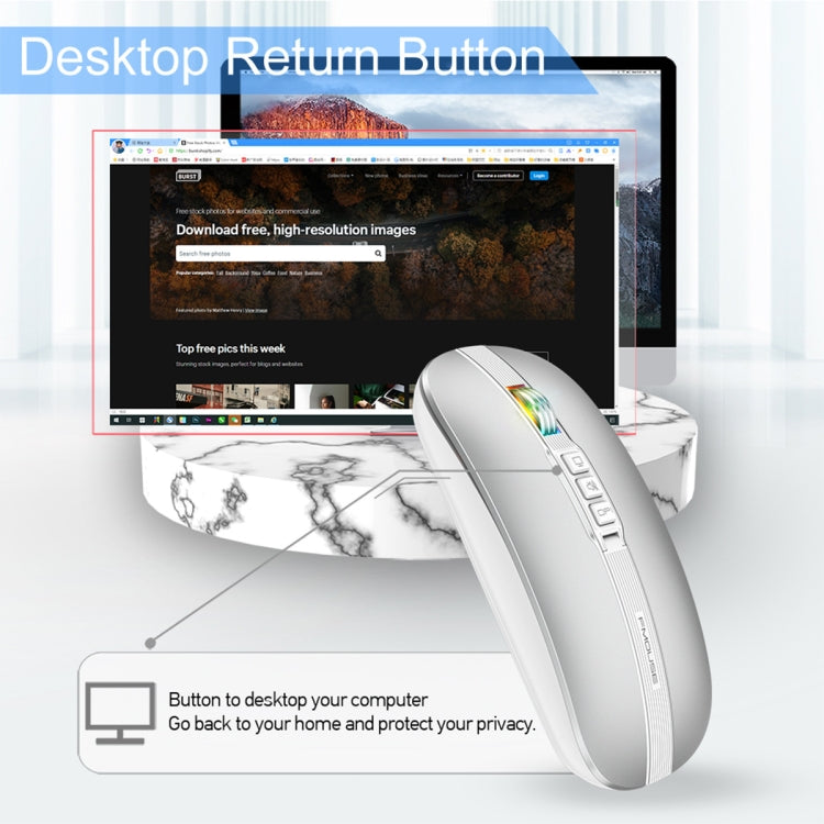 HXSJ M113 2400DPI Dual Mode 2.4GHz + Bluetooth 5.1 Wireless Mouse