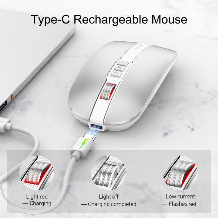 HXSJ M113 2400DPI Dual Mode 2.4GHz + Bluetooth 5.1 Wireless Mouse