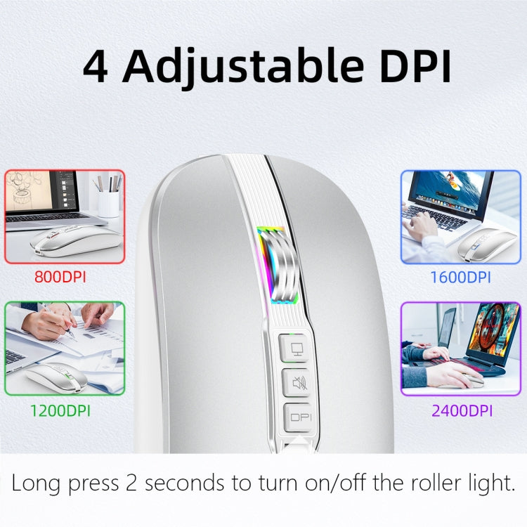 HXSJ M113 2400DPI Dual Mode 2.4GHz + Bluetooth 5.1 Wireless Mouse