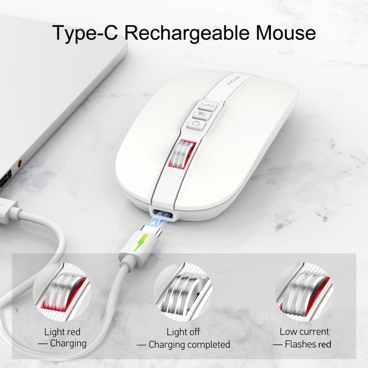 HXSJ M113 2400DPI Dual Mode 2.4GHz + Bluetooth 5.1 Wireless Mouse