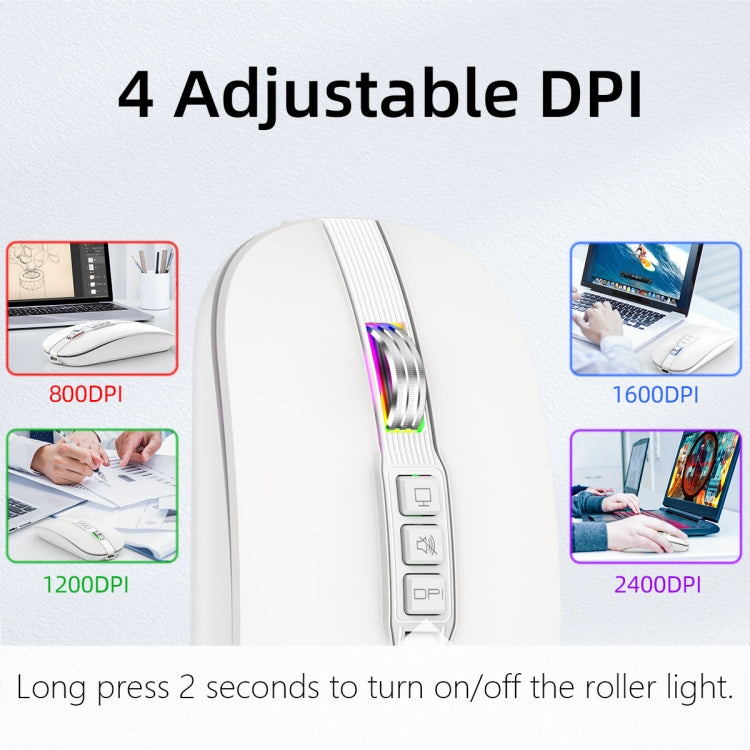 HXSJ M113 2400DPI Dual Mode 2.4GHz + Bluetooth 5.1 Wireless Mouse