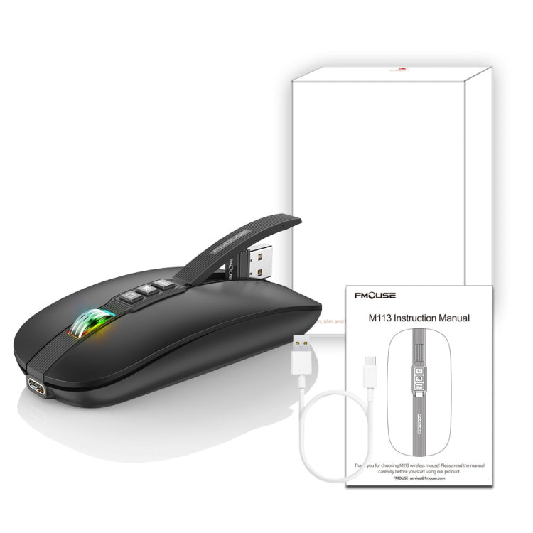 HXSJ M113 2400DPI Dual Mode 2.4GHz + Bluetooth 5.1 Wireless Mouse