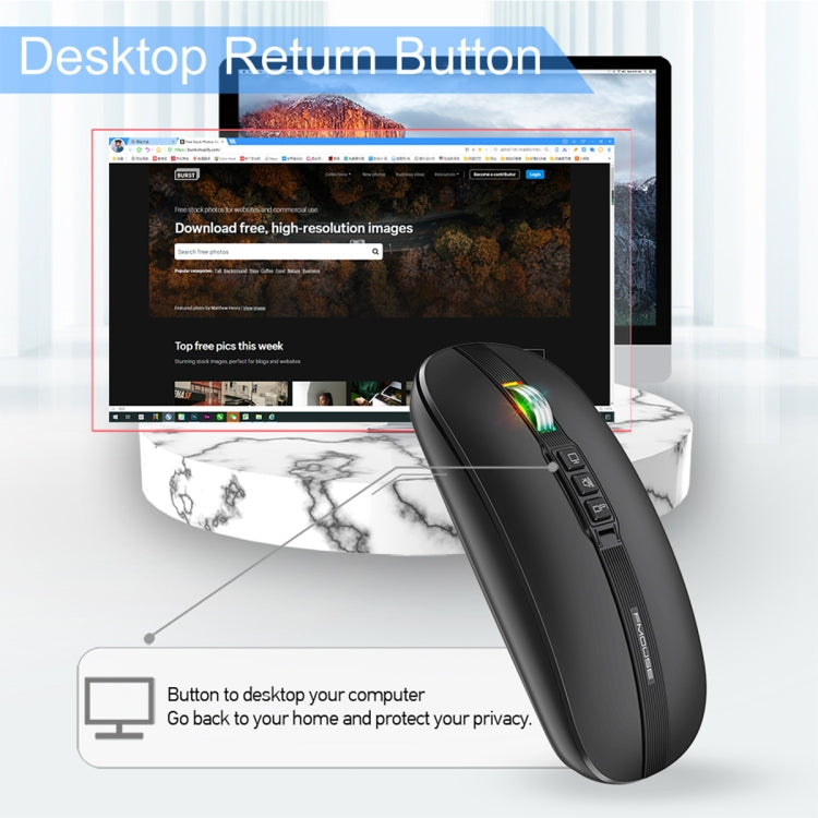 HXSJ M113 2400DPI Dual Mode 2.4GHz + Bluetooth 5.1 Wireless Mouse