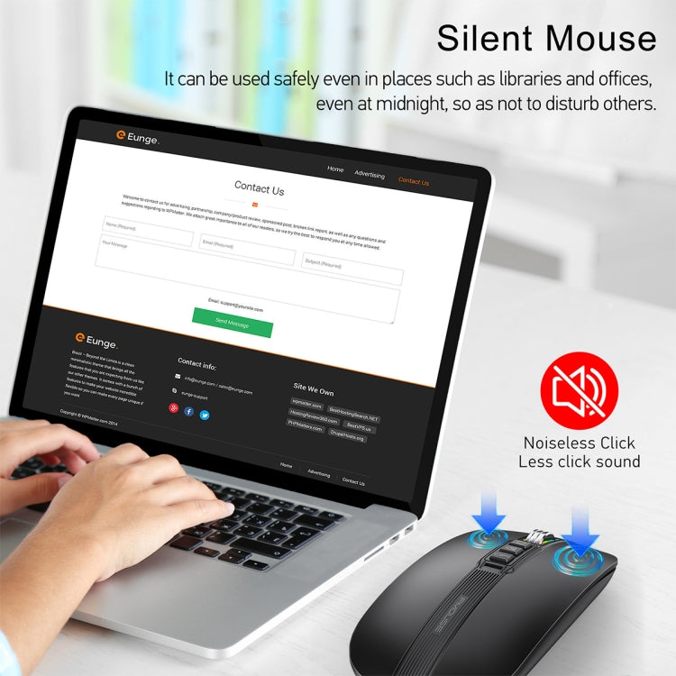 HXSJ M113 2400DPI Dual Mode 2.4GHz + Bluetooth 5.1 Wireless Mouse