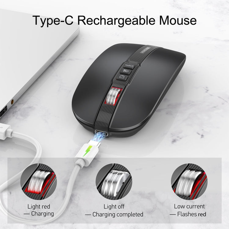 HXSJ M113 2400DPI Dual Mode 2.4GHz + Bluetooth 5.1 Wireless Mouse