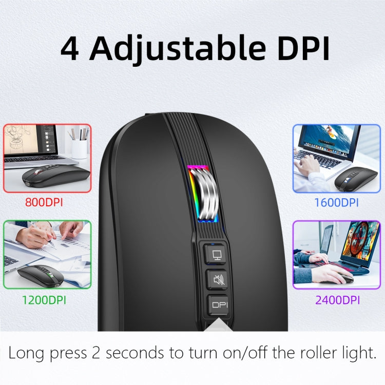 HXSJ M113 2400DPI Dual Mode 2.4GHz + Bluetooth 5.1 Wireless Mouse