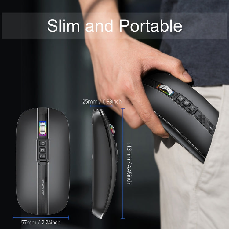 HXSJ M113 2400DPI Dual Mode 2.4GHz + Bluetooth 5.1 Wireless Mouse