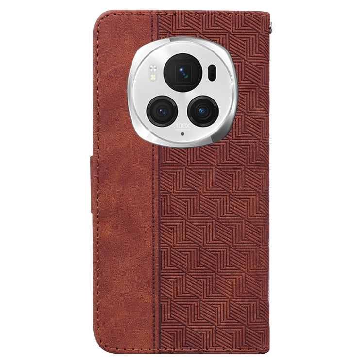 For Honor Magic6 Pro Geometric Embossed Leather Phone Case