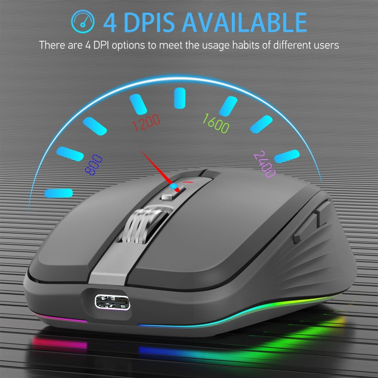 HXSJ M303 2400DPI Dual Mode 2.4GHz + Bluetooth 5.1 Wireless Mouse