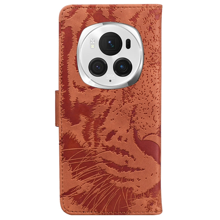 For Honor Magic6 Pro Tiger Embossing Pattern Flip Leather Phone Case