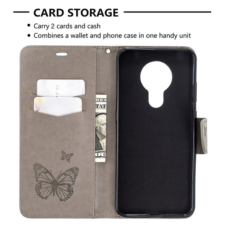 For Nokia 5.3 Two Butterflies Embossing Pattern Horizontal Flip Leather Case with Holder & Card Slot & Wallet & Lanyard