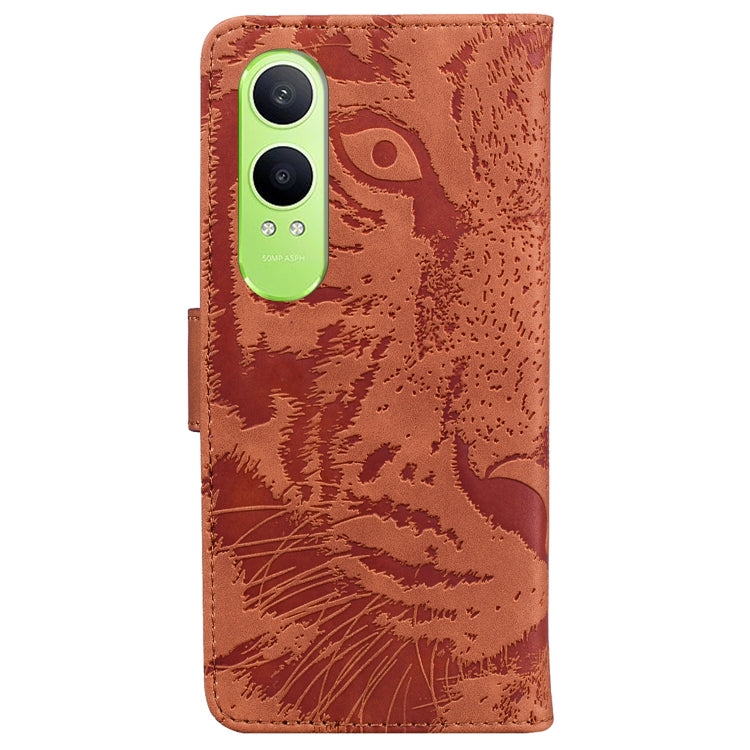 For OnePlus Nord CE4 Lite Tiger Embossing Pattern Flip Leather Phone Case