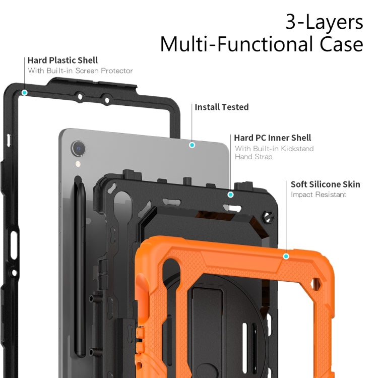 For Samsung Galaxy Tab S9 / S9 FE / S10 FE Lucky Wheel Grip Silicone Hybrid PC Tablet Case with Shoulder Strap