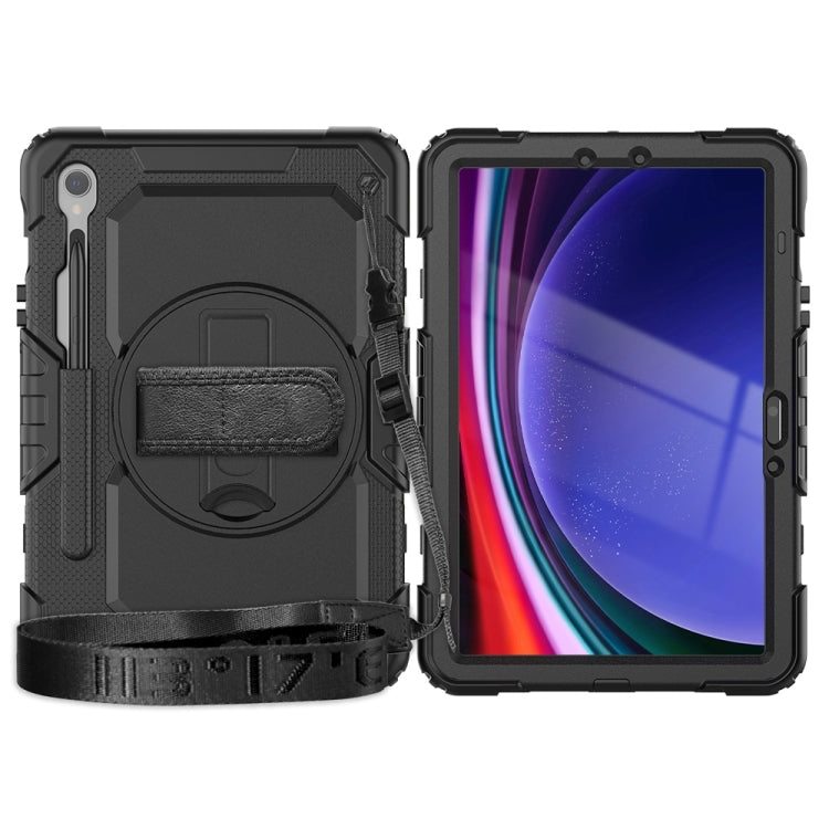 For Samsung Galaxy Tab S9 / S9 FE / S10 FE Lucky Wheel Grip Silicone Hybrid PC Tablet Case with Shoulder Strap