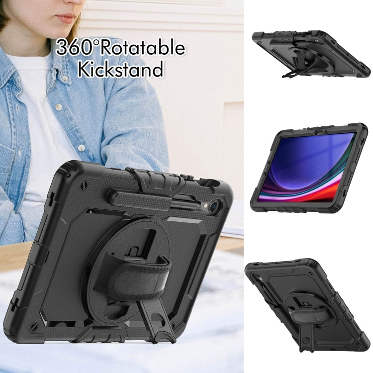 For Samsung Galaxy Tab S9 / S9 FE / S10 FE Lucky Wheel Grip Silicone Hybrid PC Tablet Case with Shoulder Strap
