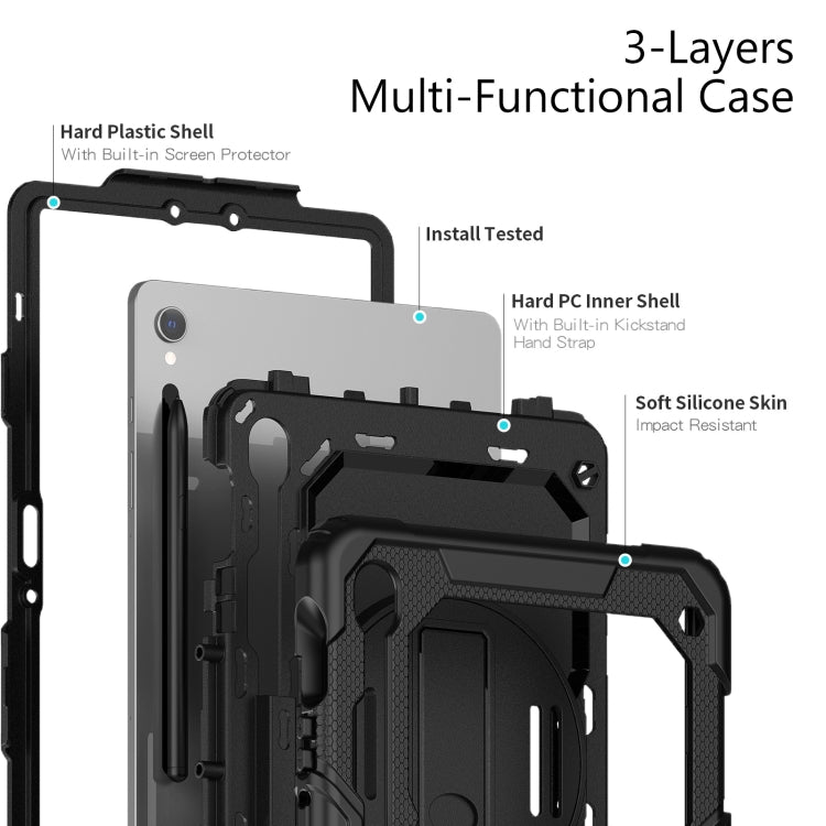 For Samsung Galaxy Tab S9 / S9 FE / S10 FE Lucky Wheel Grip Silicone Hybrid PC Tablet Case with Shoulder Strap