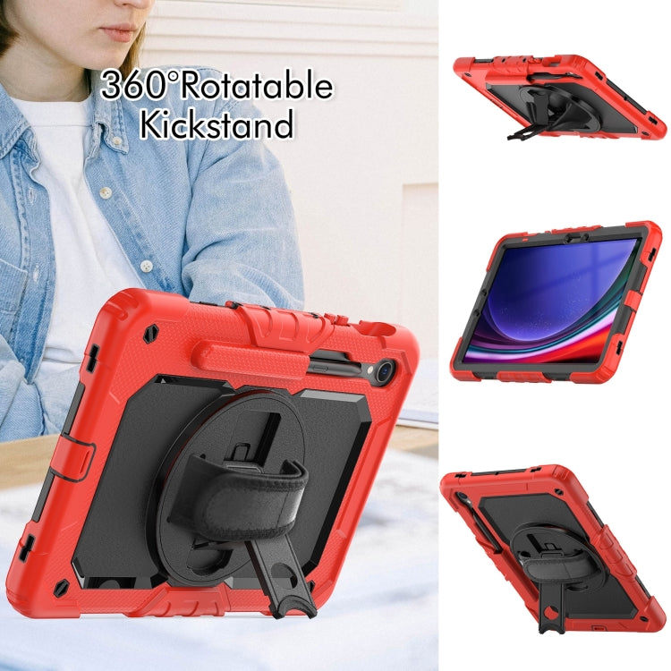 For Samsung Galaxy Tab S9 / S9 FE / S10 FE Lucky Wheel Grip Silicone Hybrid PC Tablet Case with Shoulder Strap