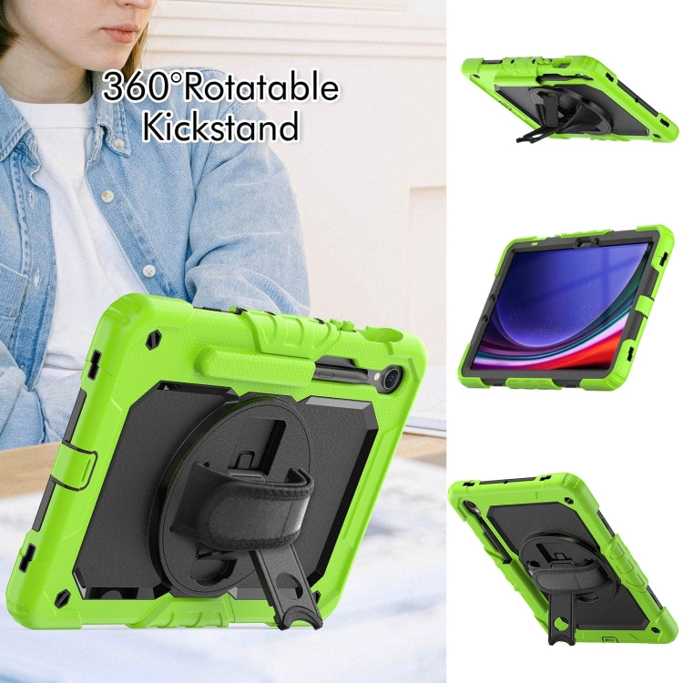 For Samsung Galaxy Tab S9 / S9 FE / S10 FE Lucky Wheel Grip Silicone Hybrid PC Tablet Case with Shoulder Strap