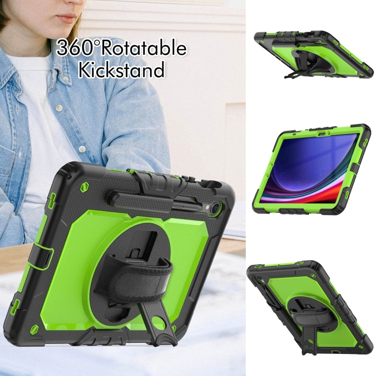 For Samsung Galaxy Tab S9 / S9 FE / S10 FE Lucky Wheel Grip Silicone Hybrid PC Tablet Case with Shoulder Strap