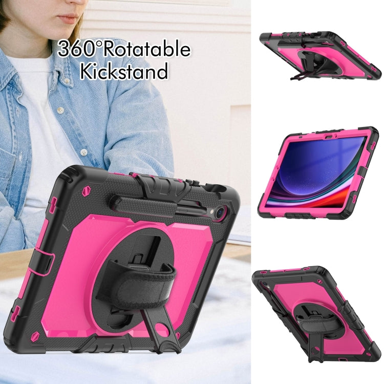 For Samsung Galaxy Tab S9 / S9 FE / S10 FE Lucky Wheel Grip Silicone Hybrid PC Tablet Case with Shoulder Strap