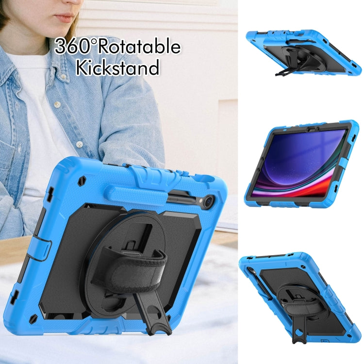 For Samsung Galaxy Tab S9 / S9 FE / S10 FE Lucky Wheel Grip Silicone Hybrid PC Tablet Case with Shoulder Strap