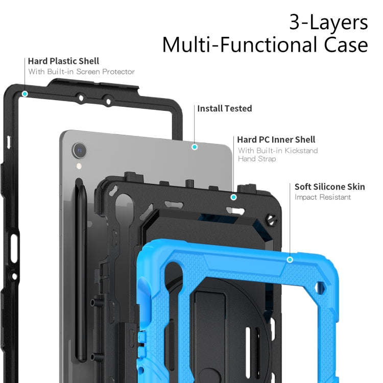 For Samsung Galaxy Tab S9 / S9 FE / S10 FE Lucky Wheel Grip Silicone Hybrid PC Tablet Case with Shoulder Strap