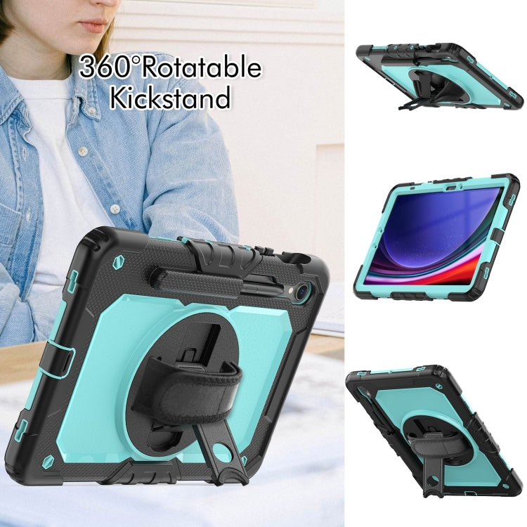 For Samsung Galaxy Tab S9 / S9 FE / S10 FE Lucky Wheel Grip Silicone Hybrid PC Tablet Case with Shoulder Strap