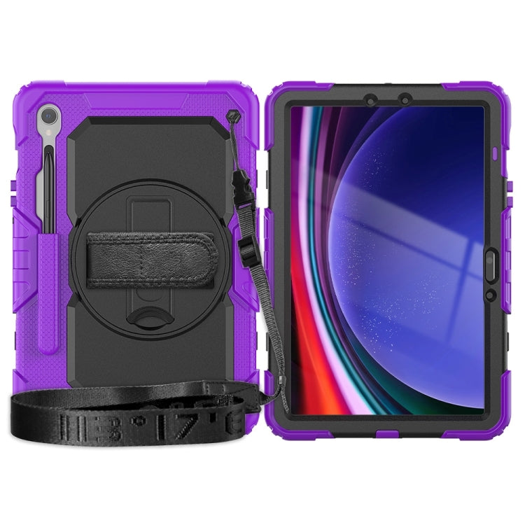 For Samsung Galaxy Tab S9 / S9 FE / S10 FE Lucky Wheel Grip Silicone Hybrid PC Tablet Case with Shoulder Strap