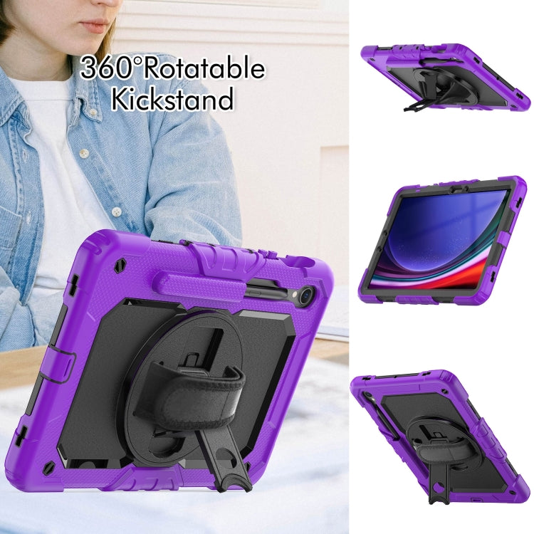 For Samsung Galaxy Tab S9 / S9 FE / S10 FE Lucky Wheel Grip Silicone Hybrid PC Tablet Case with Shoulder Strap